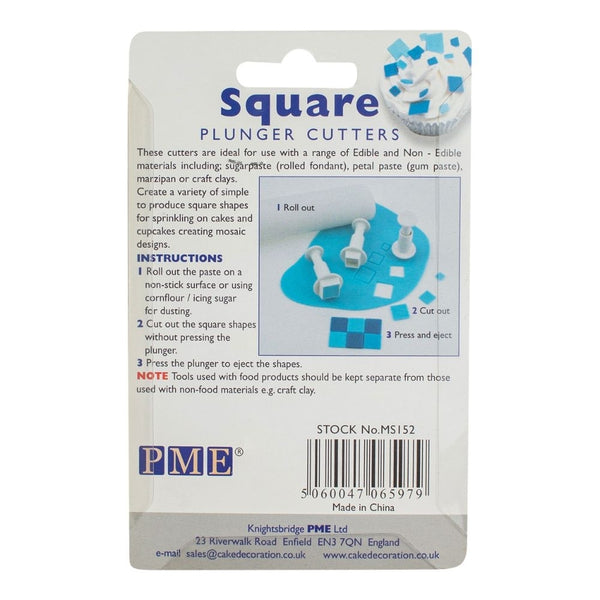 PME Mini Square Plunger Cutters Set Of 3