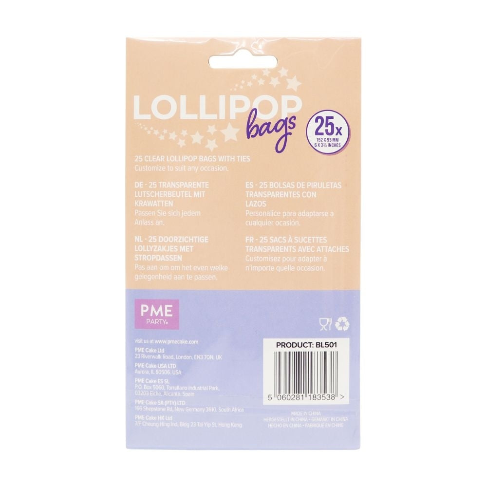 PME Lollipop Bags With Silver Ties Pack Of 25