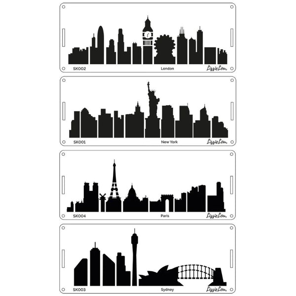 LissieLou Set Of 4 City Skyline Cake Border Icing Stencils