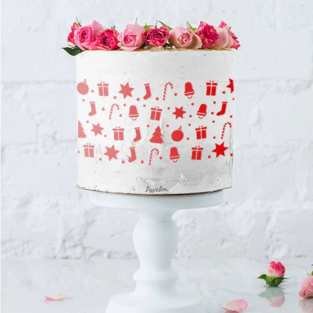 LissieLou Christmas Cheer Full Size Cake Icing Stencil