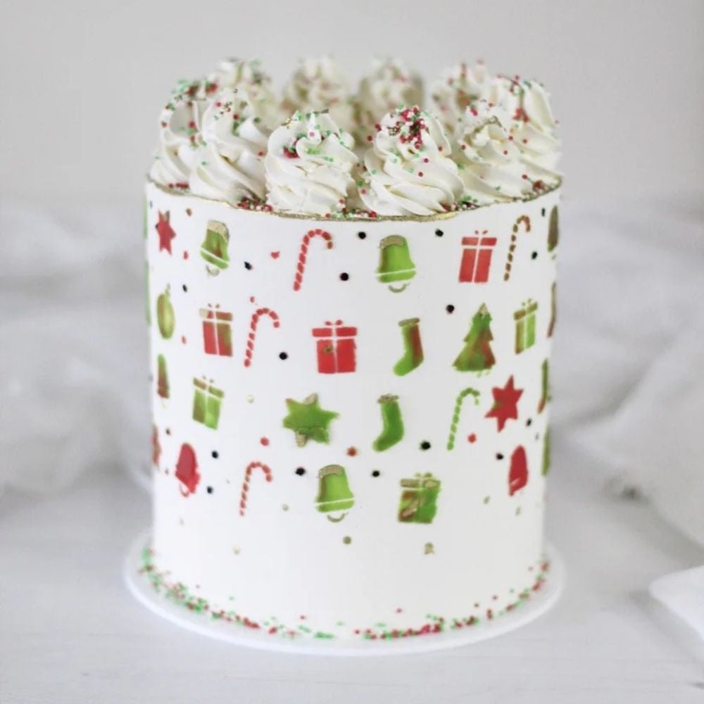 LissieLou Christmas Cheer Full Size Cake Icing Stencil