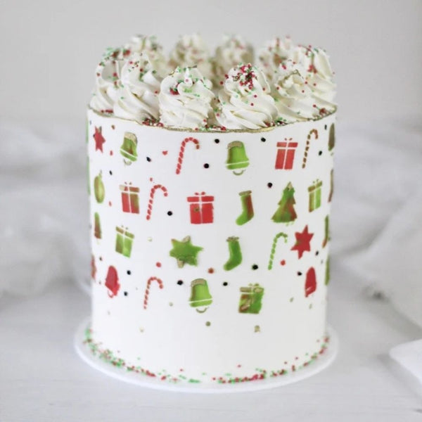 LissieLou Christmas Cheer Full Size Cake Icing Stencil