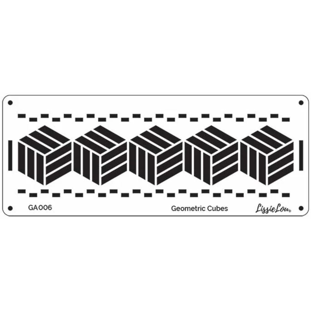 LissieLou Geometric Cubes Cake Border Icing Stencil