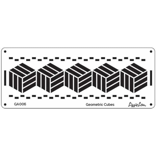 LissieLou Geometric Cubes Cake Border Icing Stencil