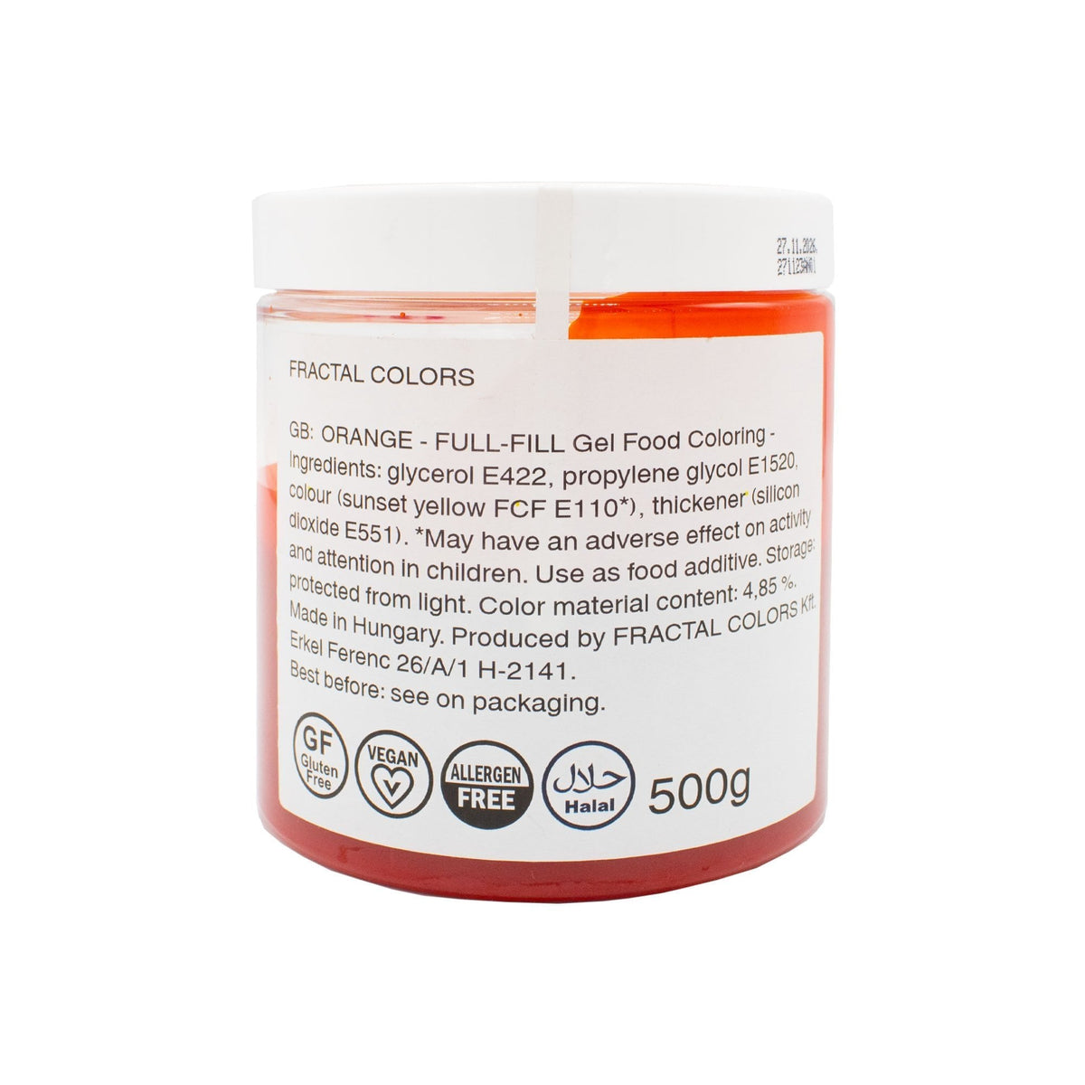 Fractal Colors Orange Fullfill Gel Food Colour 500g