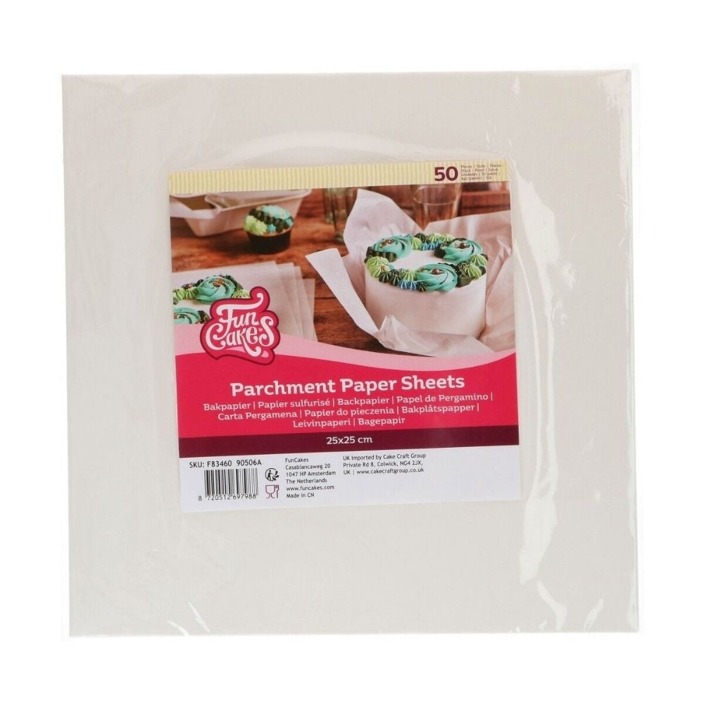 FunCakes Square Parchment Paper Sheets x 50