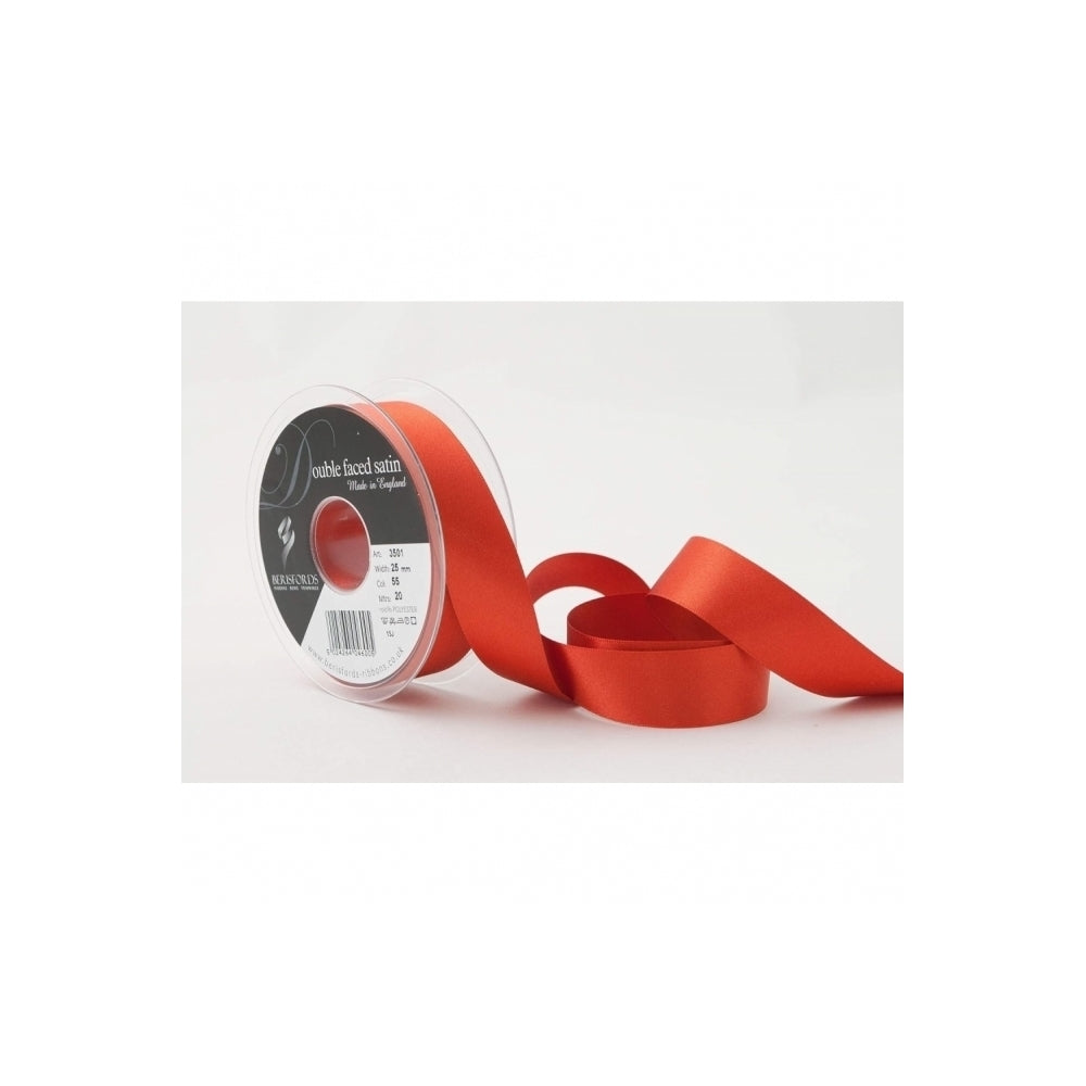 Berisfords RUST 25mm x 20m double face satin cake ribbon