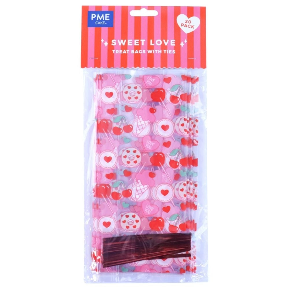 PME Sweet Love Treat Bags With Ties x 20