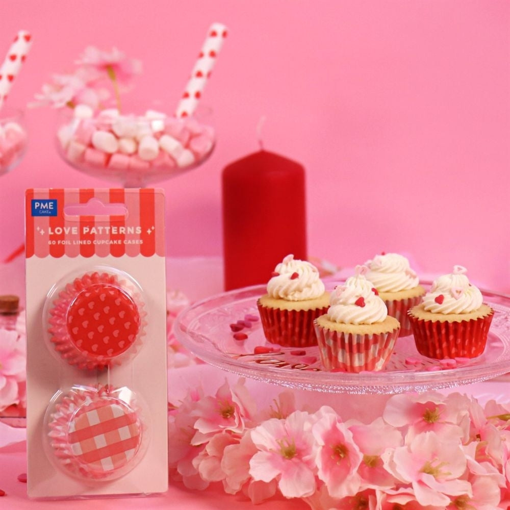 PME Love Patterns Foil Lined Mini Cupcake Cases x 60