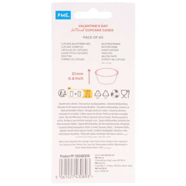 PME Love Patterns Foil Lined Mini Cupcake Cases x 60