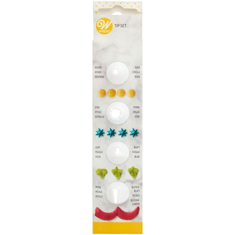 Wilton Piping Tip Set Of 4 (Star, Round, Leaf, Petal)