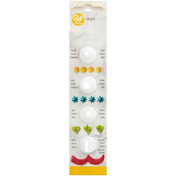 Wilton Piping Tip Set Of 4 (Star, Round, Leaf, Petal)