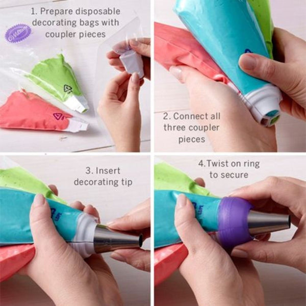 Wilton ColorSwirl Tri-Color Coupler Decorating Set Of 9