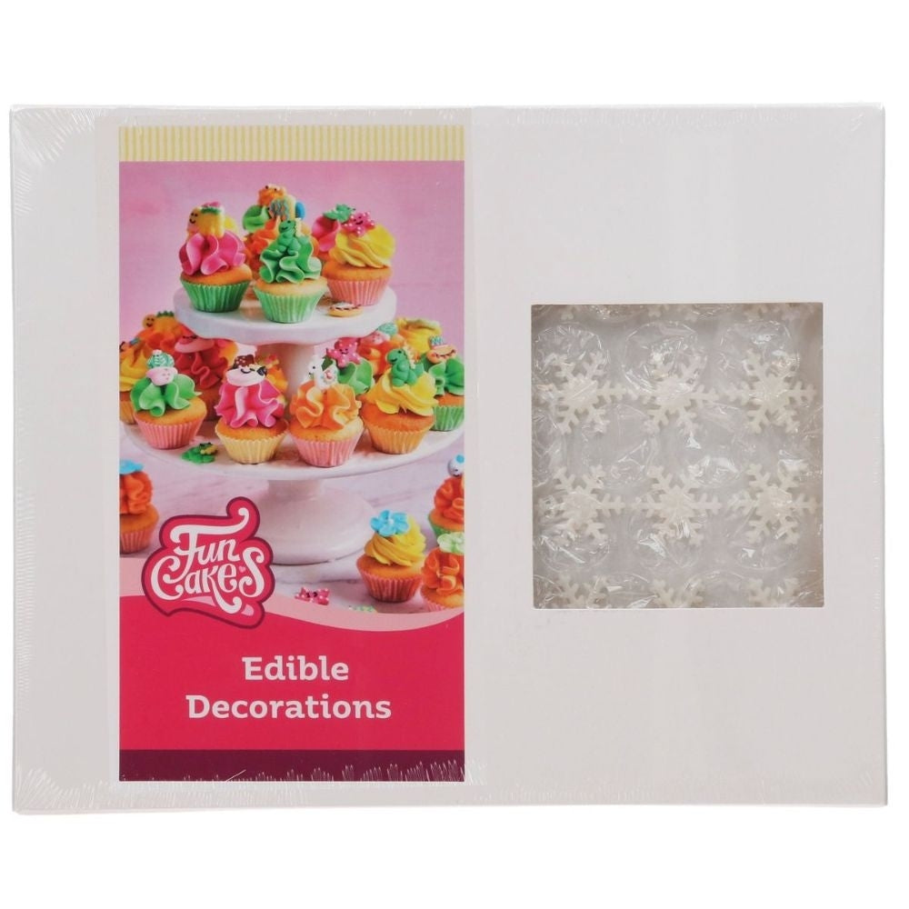FunCakes White Ice Crystal Snowflakes Sugarpaste Decorations x 144