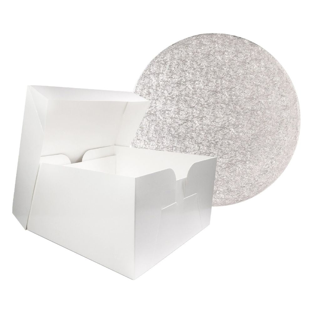 Simply Making Premium Silver Round Drum Cake Board & Box Bundle