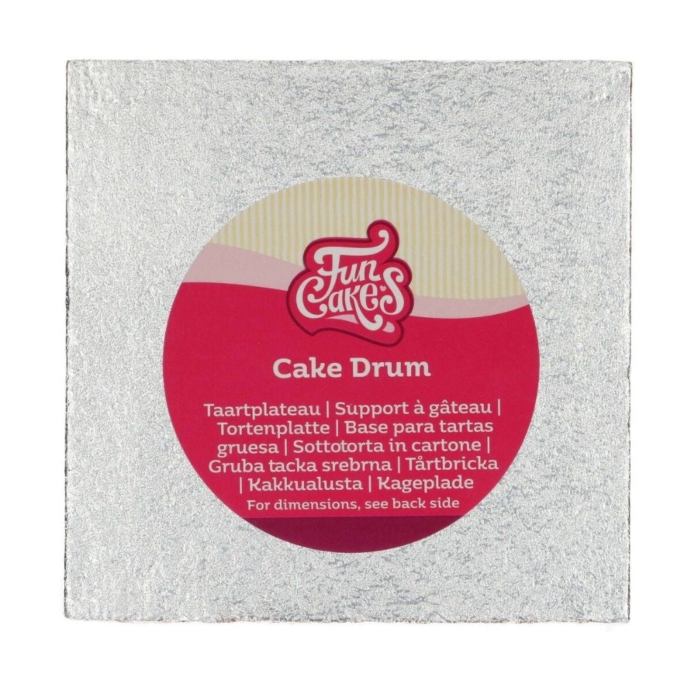 FunCakes 12mm Silver Square Drum Cake Board