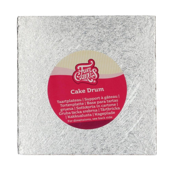 FunCakes 12mm Silver Square Drum Cake Board