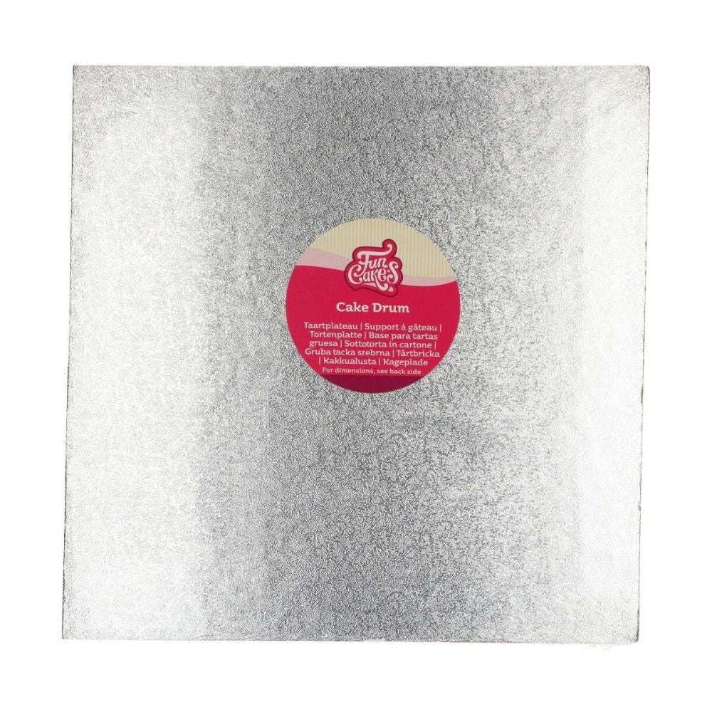 FunCakes 12mm Silver Square Drum Cake Board
