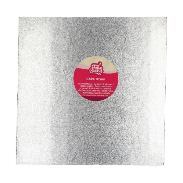FunCakes 12mm Silver Square Drum Cake Board