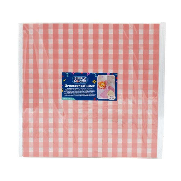 Simply Making Pink Gingham Printed Greaseproof Liners x 50