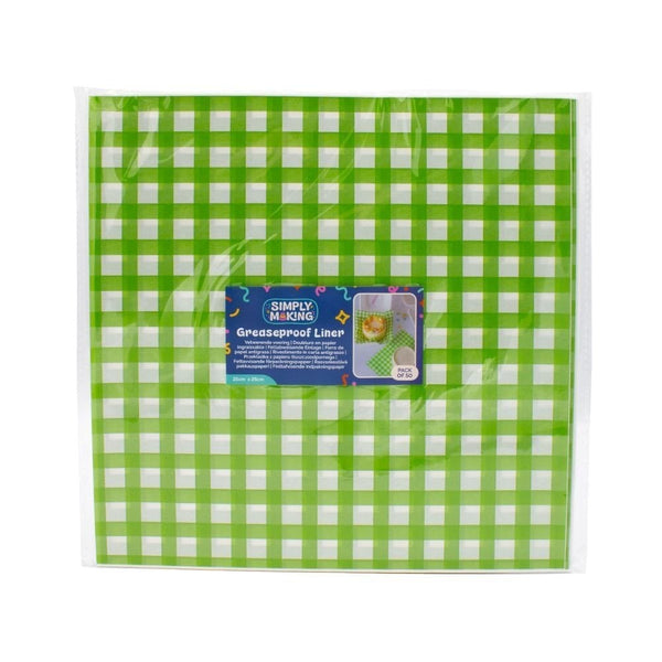 Simply Making Green Gingham Printed Greaseproof Liners x 50