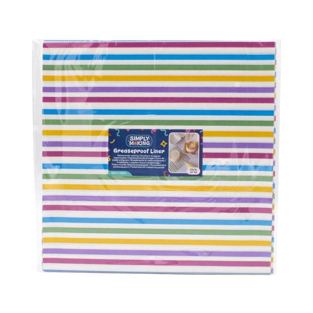 Simply Making Rainbow Stripes Printed Greaseproof Liners x 50