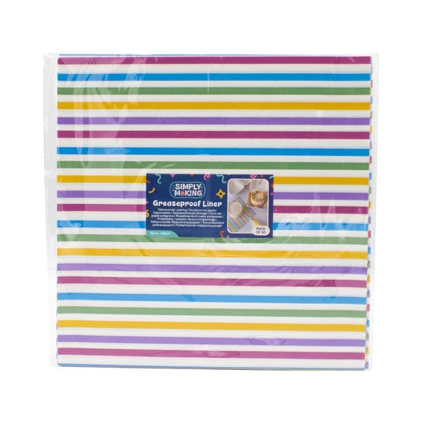 Simply Making Rainbow Stripes Printed Greaseproof Liners x 50