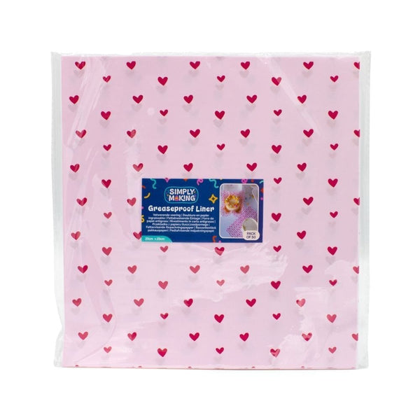 Simply Making Pink Hearts Printed Greaseproof Liners x 50