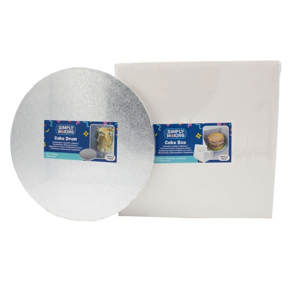 Simply Making Premium Silver Round Drum Cake Board & Box Bundle