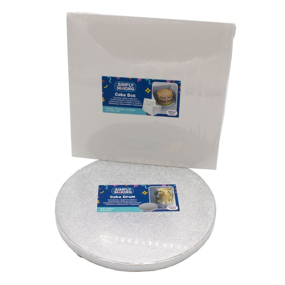 Simply Making Premium Silver Round Drum Cake Board & Box Bundle