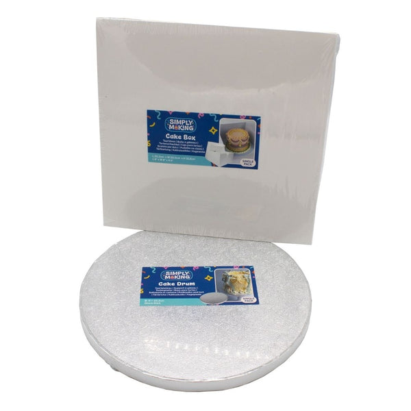 Simply Making Premium Silver Round Drum Cake Board & Box Bundle