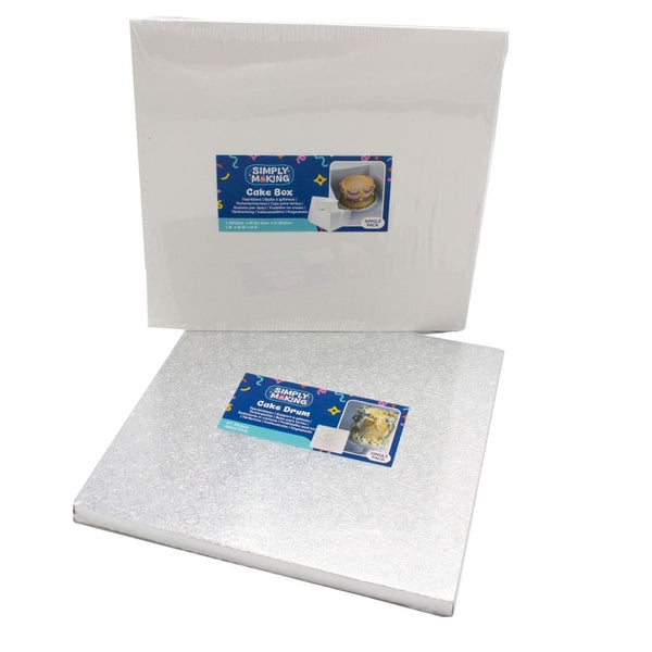 Simply Making Premium Silver Square Drum Cake Board & Box Bundle