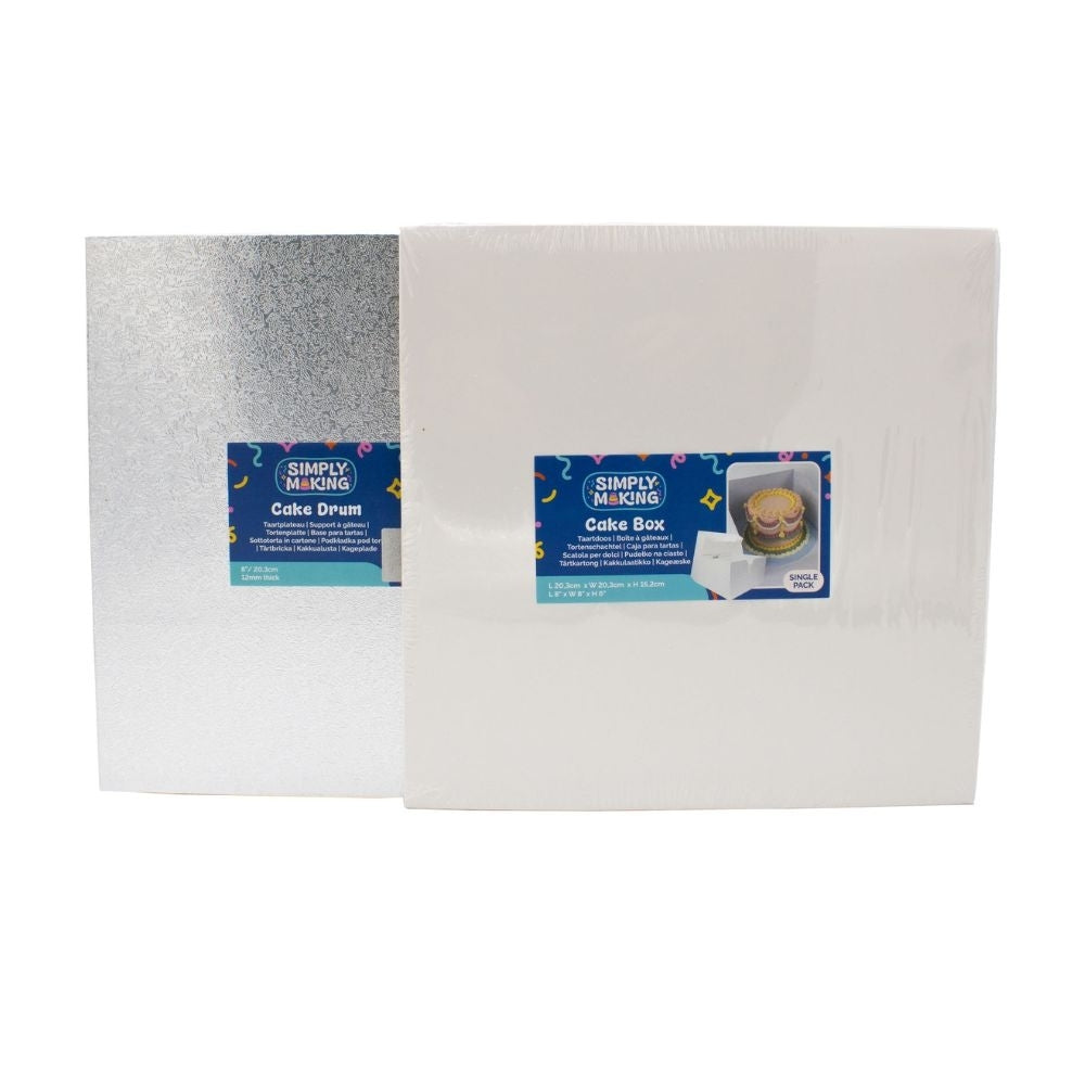 Simply Making Premium Silver Square Drum Cake Board & Box Bundle