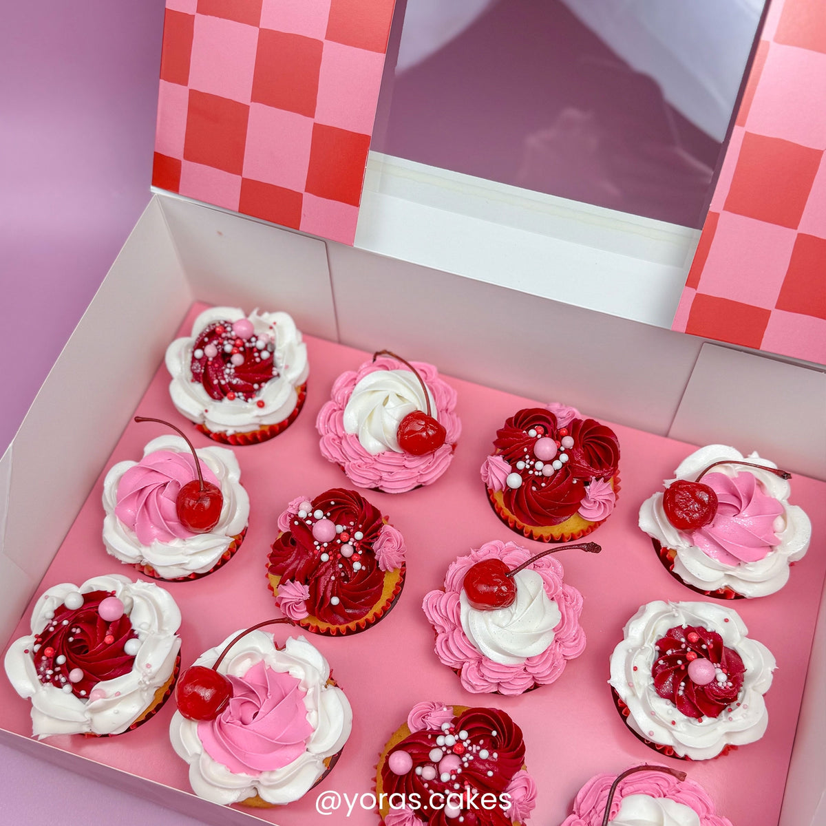 Simply Making Red & Pink Checkerboard Cupcake Box Pack Of 2