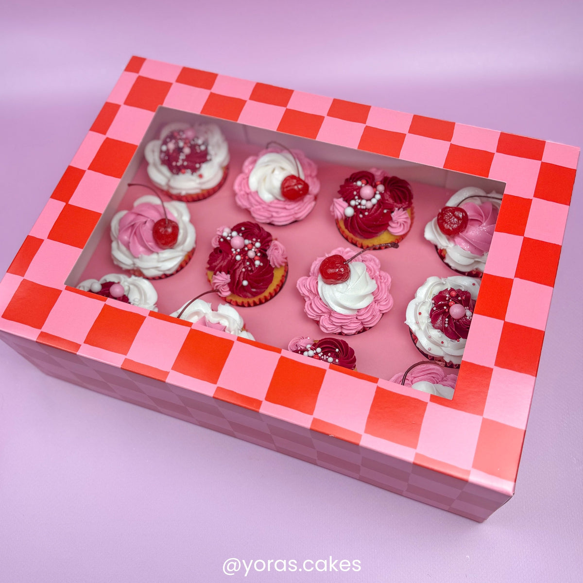 Simply Making Red & Pink Checkerboard Cupcake Box Pack Of 2