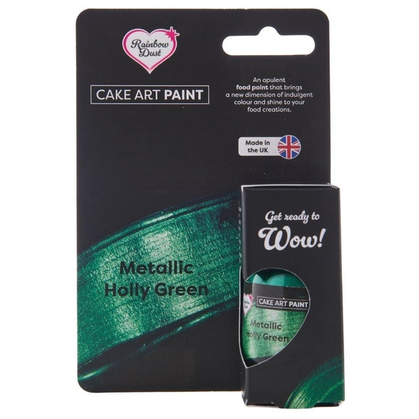 Rainbow Dust Metallic Holly Green Cake Art Paint 25ml