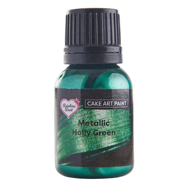 Rainbow Dust Metallic Holly Green Cake Art Paint 25ml