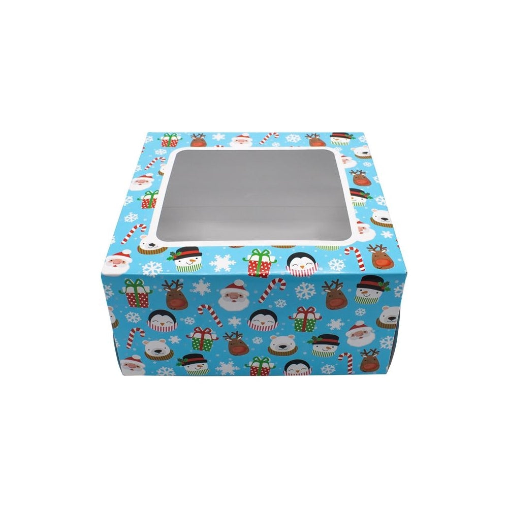 Simply Making 10 Inch Blue Christmas Cake Box With Window And Christmas Motifs