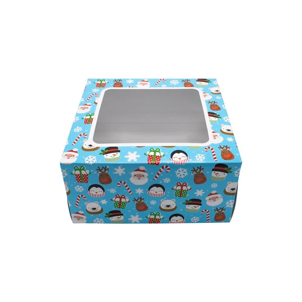 Simply Making 10 Inch Blue Christmas Cake Box With Window And Christmas Motifs