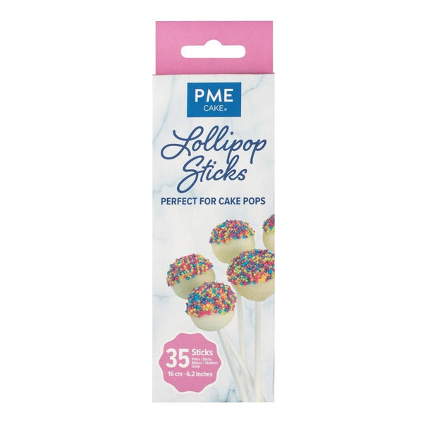 PME pk 35 WHITE 150mm plastic lollipop sticks