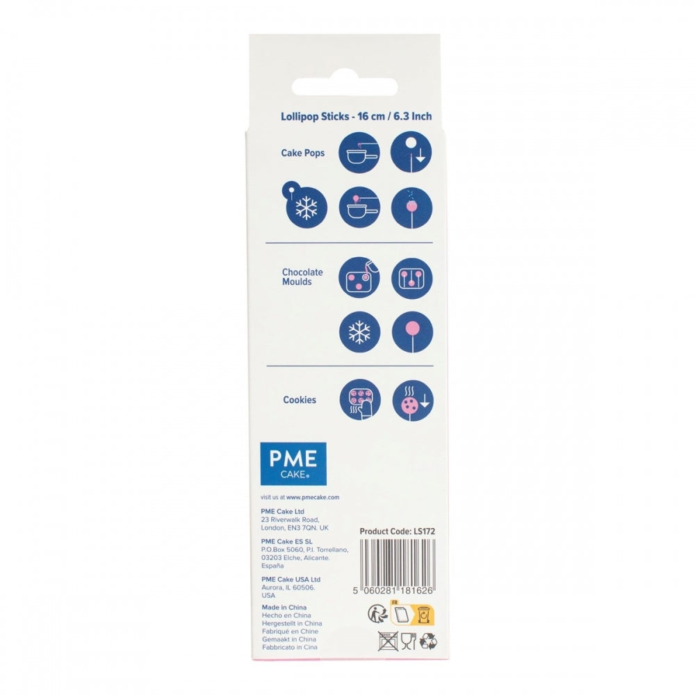 PME pk 35 WHITE 150mm plastic lollipop sticks