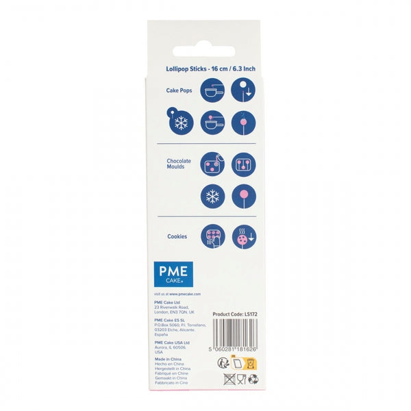 PME pk 35 WHITE 150mm plastic lollipop sticks