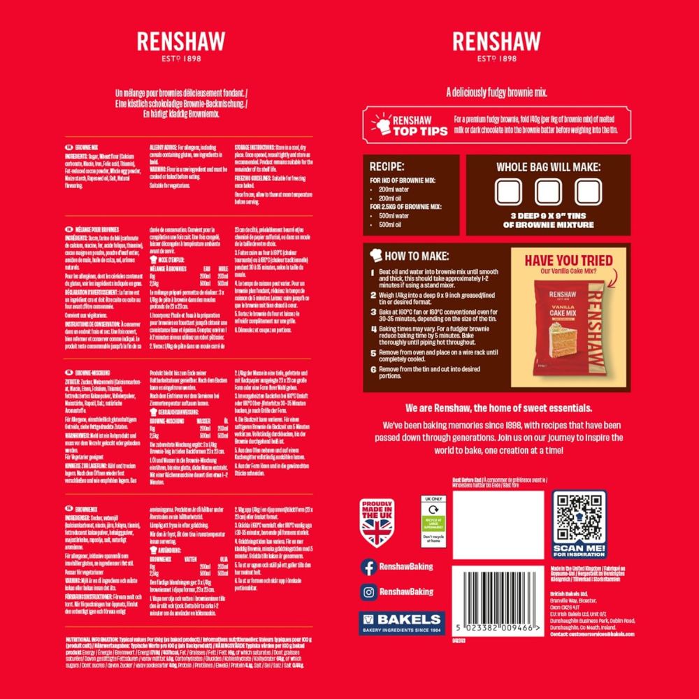 Renshaw Fudgy Brownie Mix 2.5kg