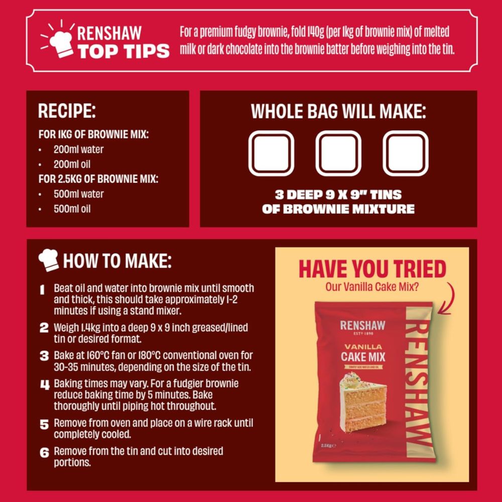 Renshaw Fudgy Brownie Mix 2.5kg