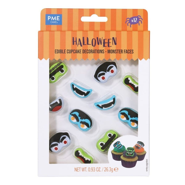 PME Monster Faces Halloween Edible Cake Decorations Set of 12