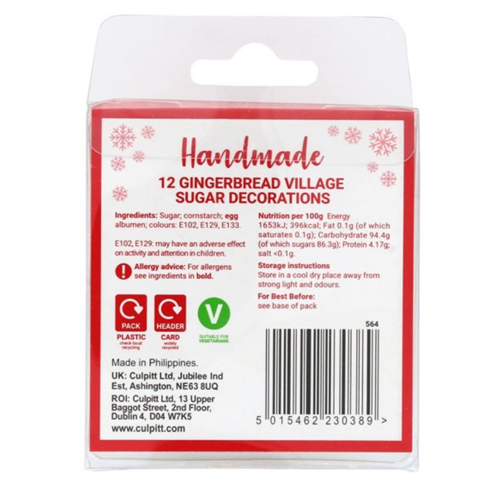 Culpitt Gingerbread Village Edible Sugar Toppers Set Of 12