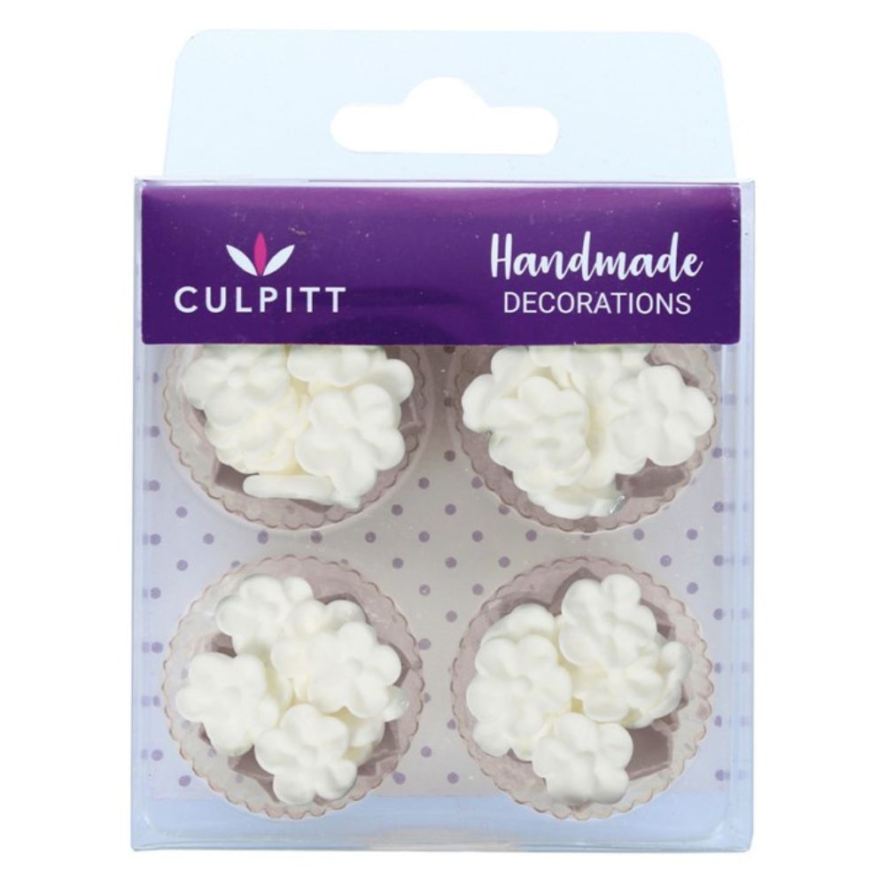 Culpitt White Mini Blossoms Edible Sugar Toppers Set Of 48