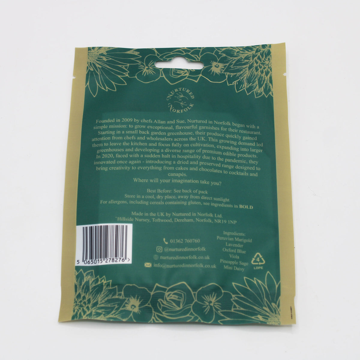 Nurtured In Norfolk Mixed Flowers & Leaves Pressed Edible Flowers