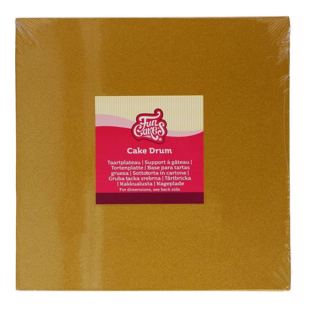 FunCakes 12mm Shimmering Gold Square Cake Drum Board