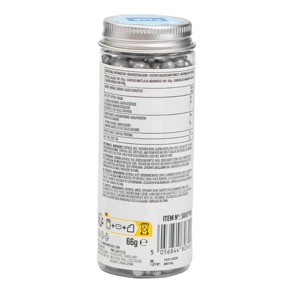PME Mixed Sizes Silver Pearl Sprinkles 76g